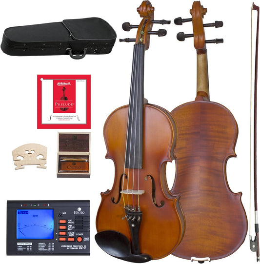 Cecilio CVA-500 Solidwood Ebony Fitted Viola w/D'Addario Prelude Strings - 16 in- (Like New)