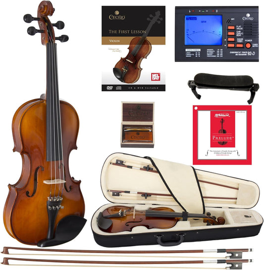 Cecilio CVN-320L Solidwood Ebony Fitted Left-handed Violin, 4/4 - Varnish (Used, No Retail Box)