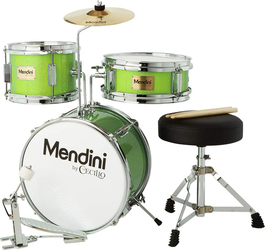 Mendini By Cecilio Kids Drum Set, Junior Kit w/ 4 Drums - Green Metallic (Used)