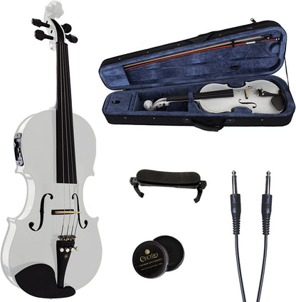 Cecilio 4/4CVNAE-White Ebony Fitted Acoustic/Electric Violin, 4/4 - Pearl White- (Like New)
