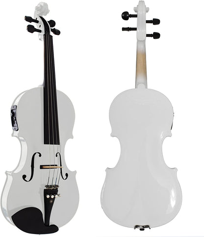Cecilio 4/4CVNAE-White Ebony Fitted Acoustic/Electric Violin, 4/4 - Pearl White- (Like New)