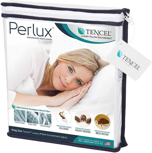 Perlux Tencel Waterproof Modern Bed Pillow Encasement Vinyl and PVC Type, King (New)