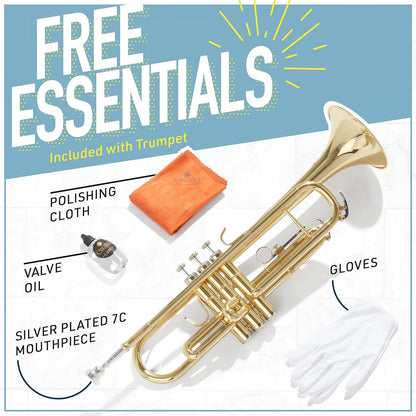 Mendini By Cecilio MTT-BK Bb Brass Material Trumpets for Beginner - Blue (Like New)