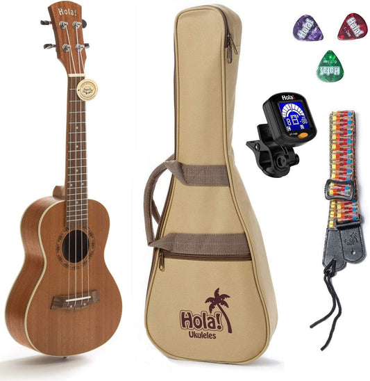 Hola! Music HM-124MG+ Deluxe Series Concert Ukulele Bundle, 24 Inch - Mahogany (Like New)