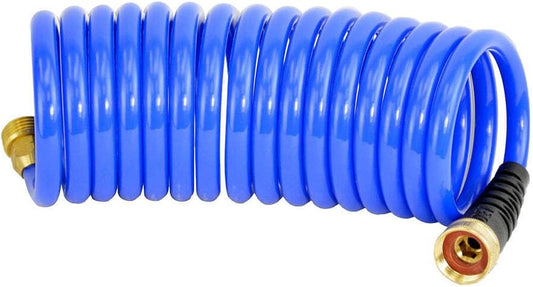 HoseCoil 3/8" ID Self Coiling Garden Water Hose for Marine Outdoor, 15' - Blue (Like New)