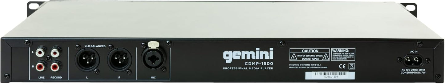 Gemini Professional Sound XLR/RCA DJ CD Player w/ Pitch Control for Studio/Event (Like New)