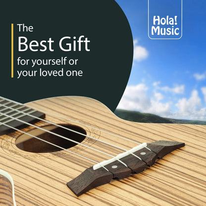 Hola! Music HM-124ZW+ Concert Ukulele Deluxe Series, 24 Inch - Zebrawood (New)