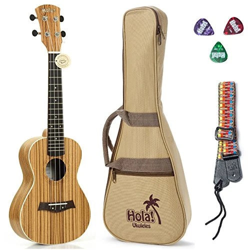 Hola! Music HM-124ZW+ Concert Ukulele Deluxe Series, 24 Inch - Zebrawood (Like New)