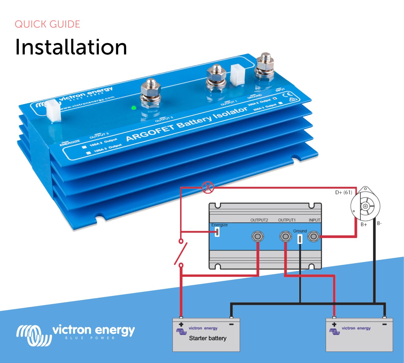 Victron Energy ARG200201020 12/24V Dual Battery Isolator Argofet System - Blue (Used, Damaged Retail Box)