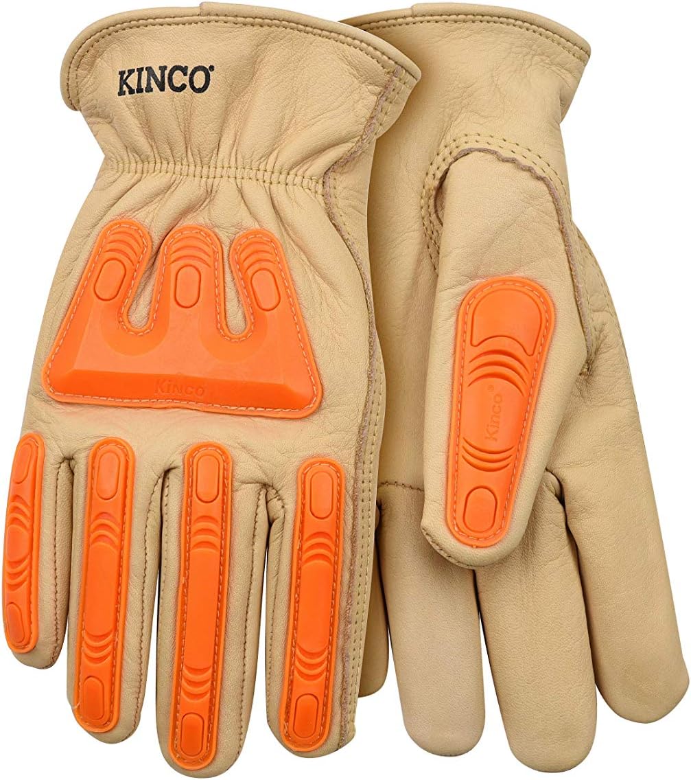 Kinco 98A-M Elastic Pull On Durable Leather Work Glove with Impact Protection (Like New)