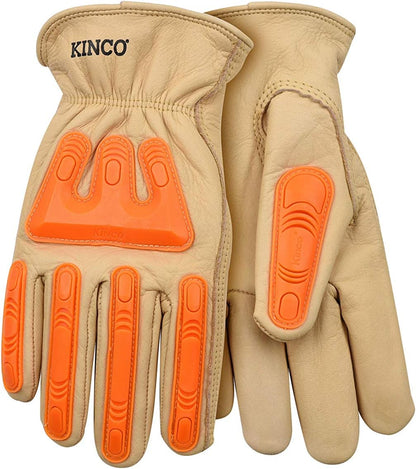 Kinco 98A-M Elastic Pull On Durable Leather Work Glove with Impact Protection (Like New)