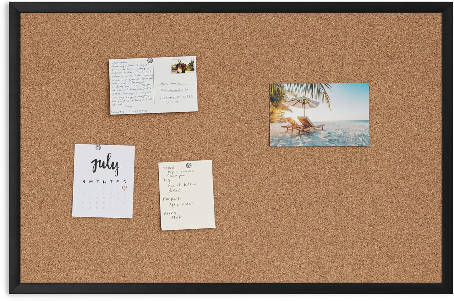 U Brands 301U00-01 Rectangular Solid Cork Pristine Bulletin Board w/ Wall Mount (Like New)