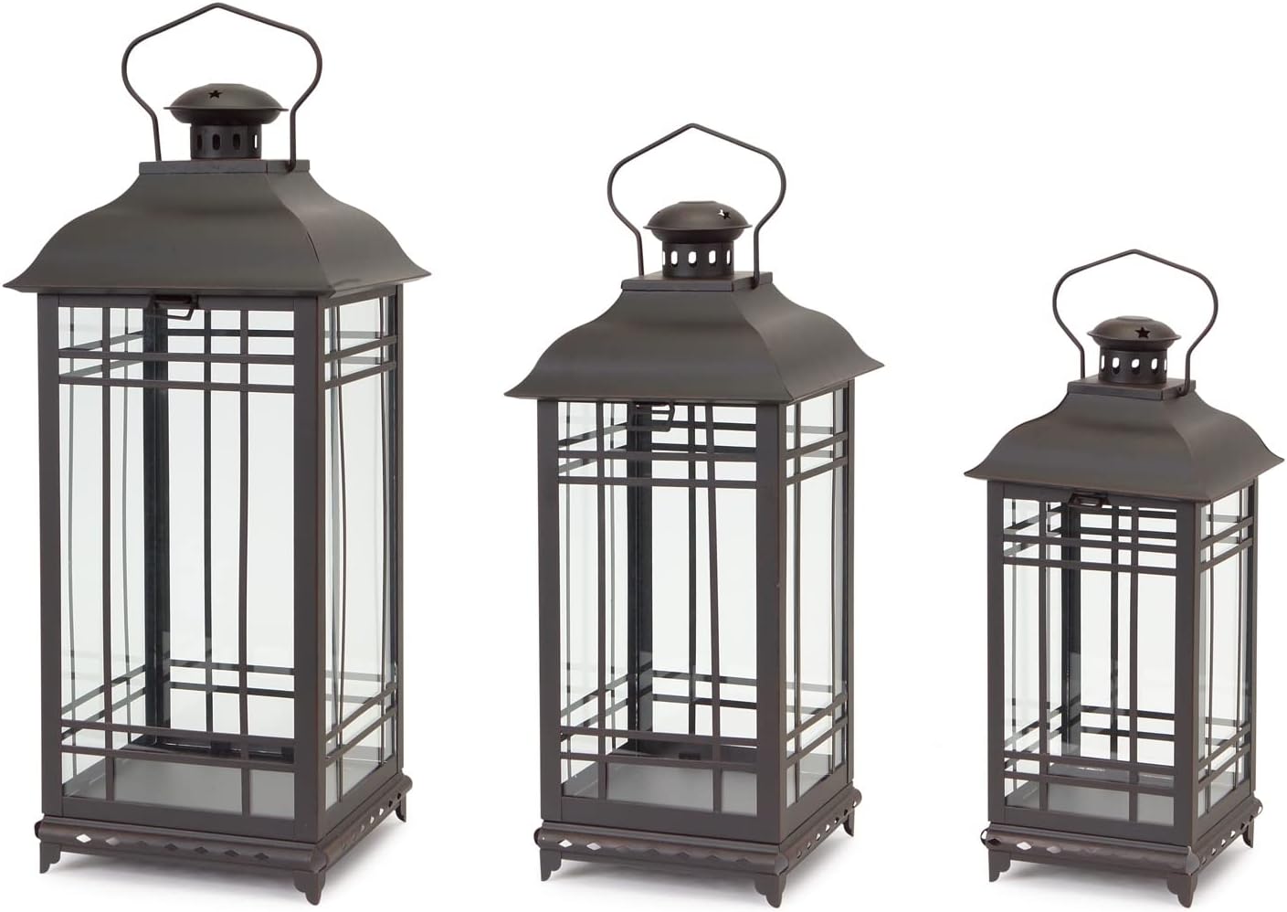 Melrose Rustic Decorative Hanging Metal and Glass Candle Holder Lights - Black (Used)