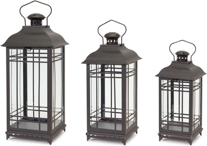 Melrose Rustic Decorative Hanging Metal and Glass Candle Holder Lights - Black (Used)