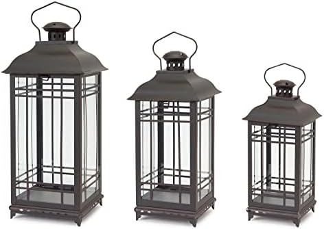 Melrose Rustic Decorative Hanging Metal and Glass Candle Holder Lights - Black (Used)