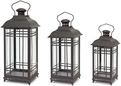 Melrose Rustic Decorative Hanging Metal and Glass Candle Holder Lights - Black (Used)
