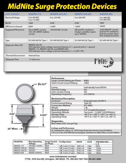 MidNite Solar MNSPD-300 Surge Protection Device 300VDC for AC and DC Systems (Like New)