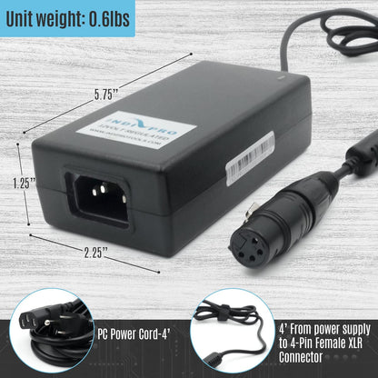 IndiPRO IP4PPSOB 10A AC Power Supply 4-Pin XLR 12V 6A Adapter for Cameras, Black (Like New)