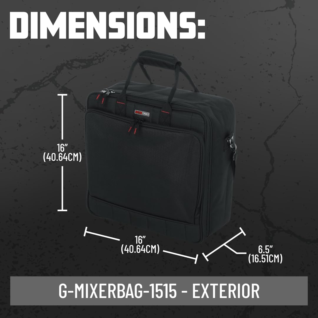 Gator Cases Padded Nylon Mixer/Gear Bag Removable Strap,15.5"x15"x5.5" - Black (Like New)