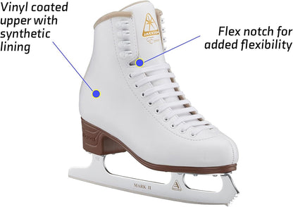 Jackson Ultima Excel Womens Figure Ice Skates, PVC Sole, White, Womens Size-9.0 (Used)