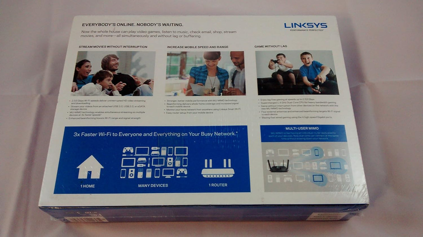 Linksys EA8500 AC2600 Dual-Band MU-MIMO Gigabit WiFi Router w/ USB 3.0 and eSATA (New, Damaged Retail Box)