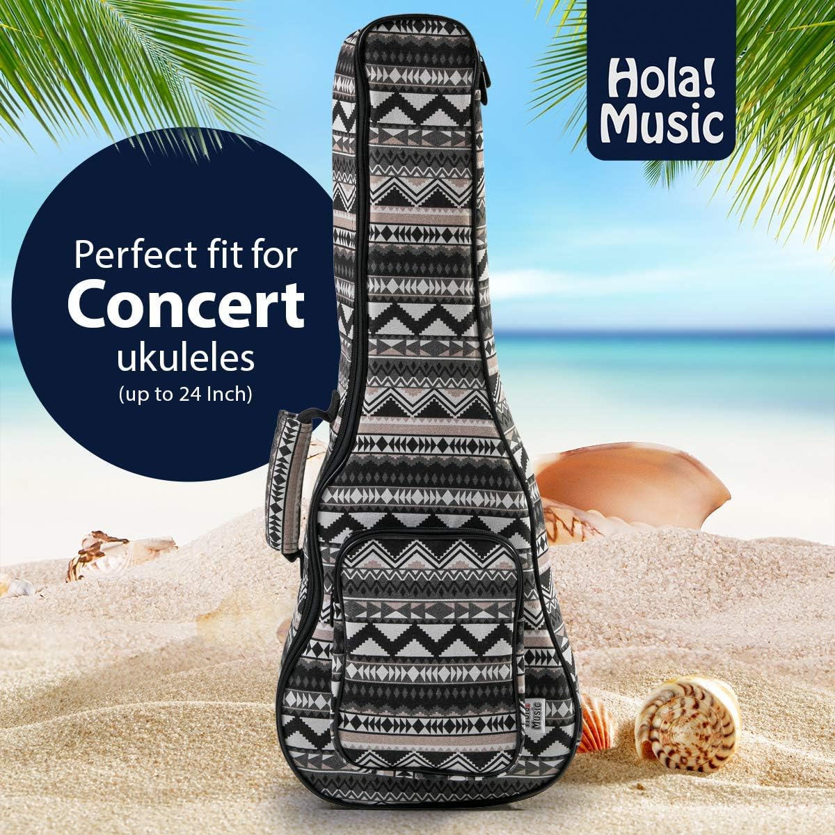 Hola! Music Zipper Shoulder Ukulele Carry Case w/ Utility Pocket, 3-Compartments (Used)