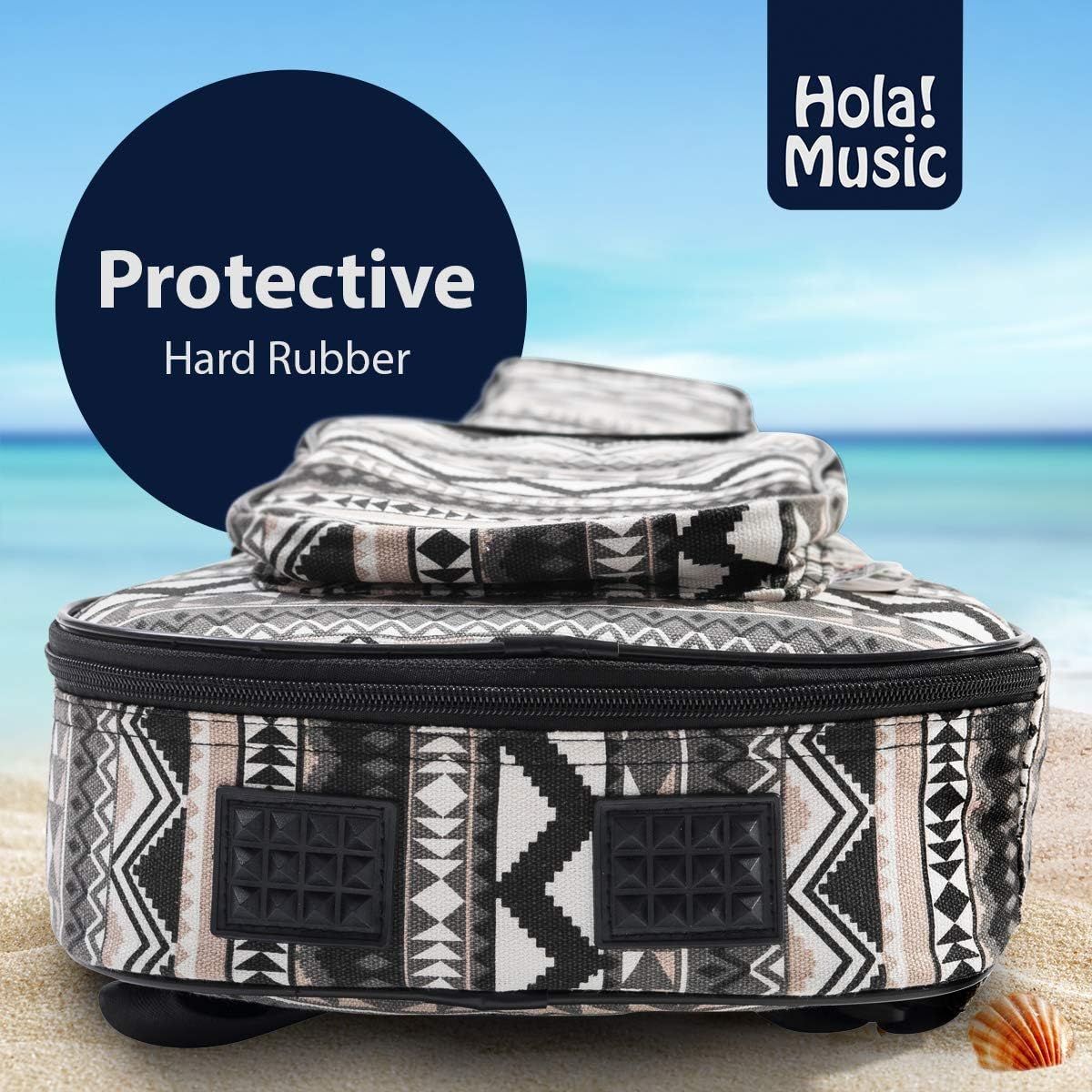 Hola! Music Zipper Shoulder Ukulele Carry Case w/ Utility Pocket, 3-Compartments (Used)