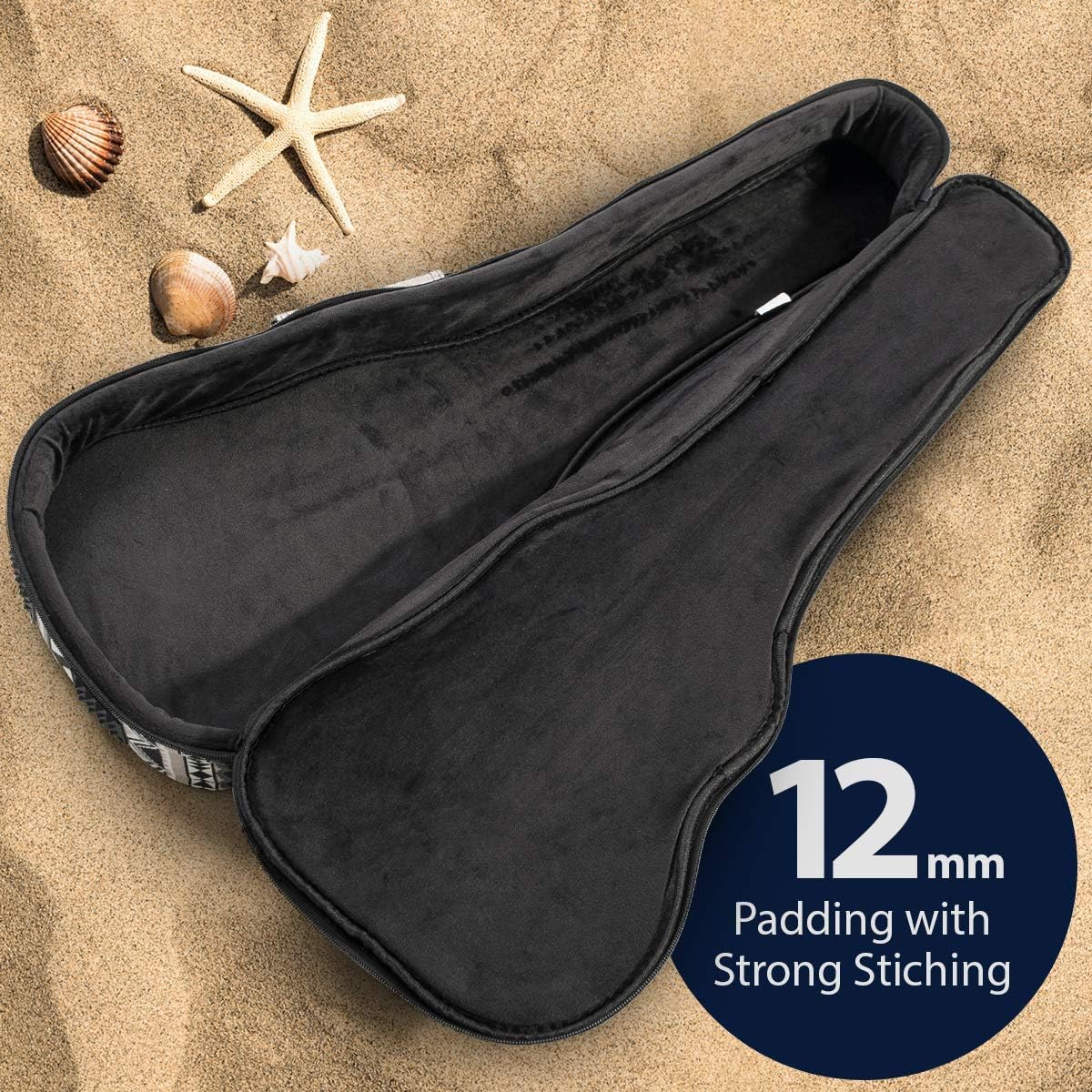Hola! Music Zipper Shoulder Ukulele Carry Case w/ Utility Pocket, 3-Compartments (Used)