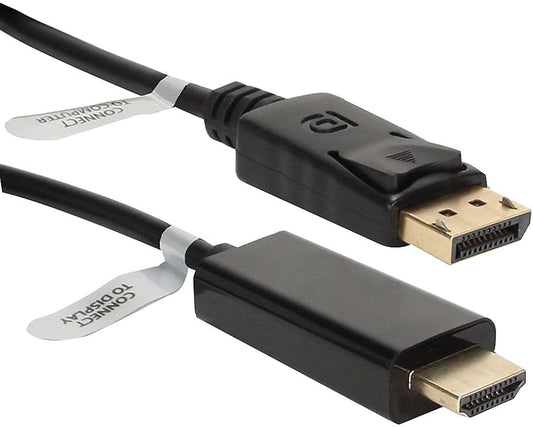 QVS DPHD-10 10' 20 Pin Displayport to 19 HDMI Port for Personal/Gaming, Black (Like New)