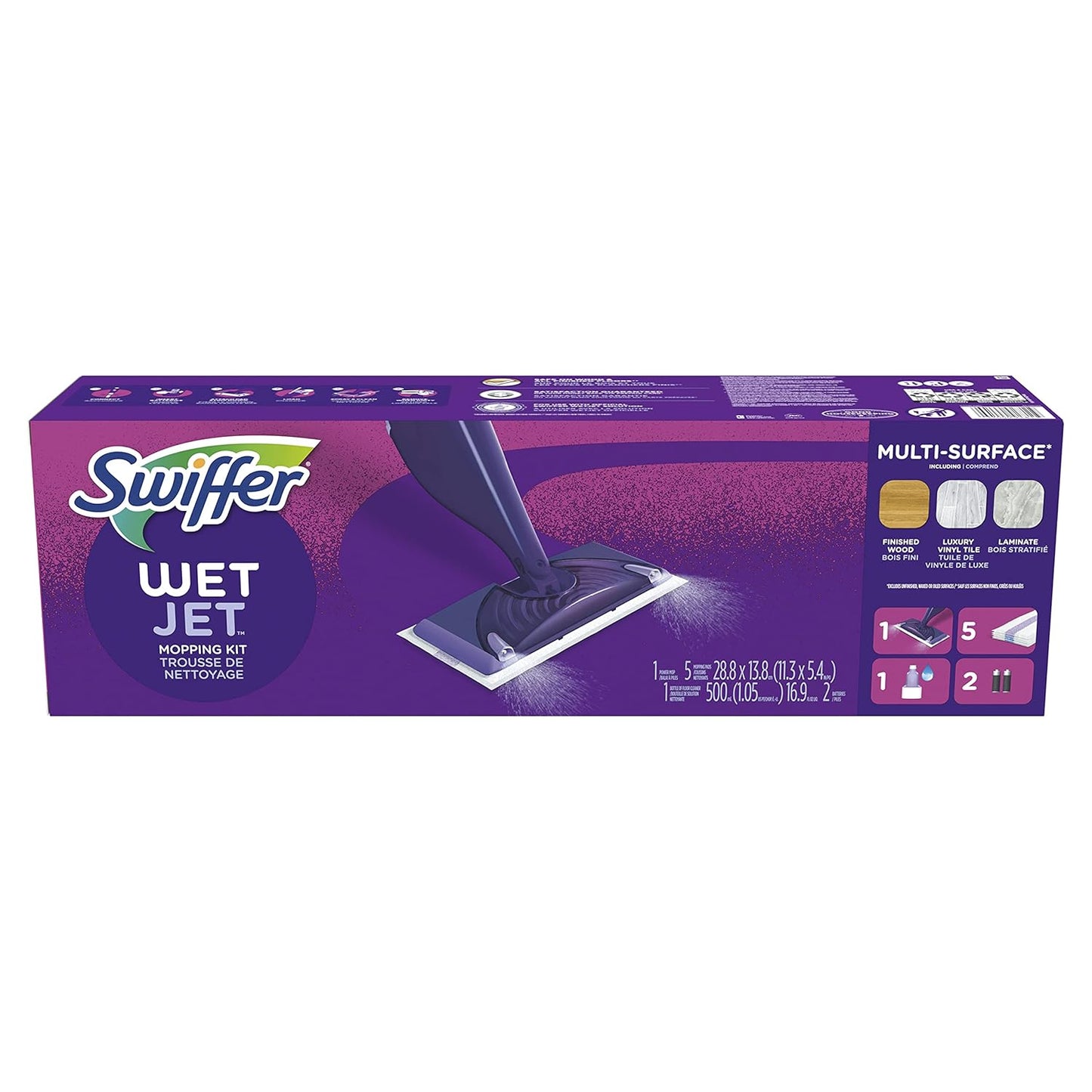 Swiffer WetJet Proctor & Gamble Lightweight Mopping Kit for Adult, Silver/Purple (Like New)