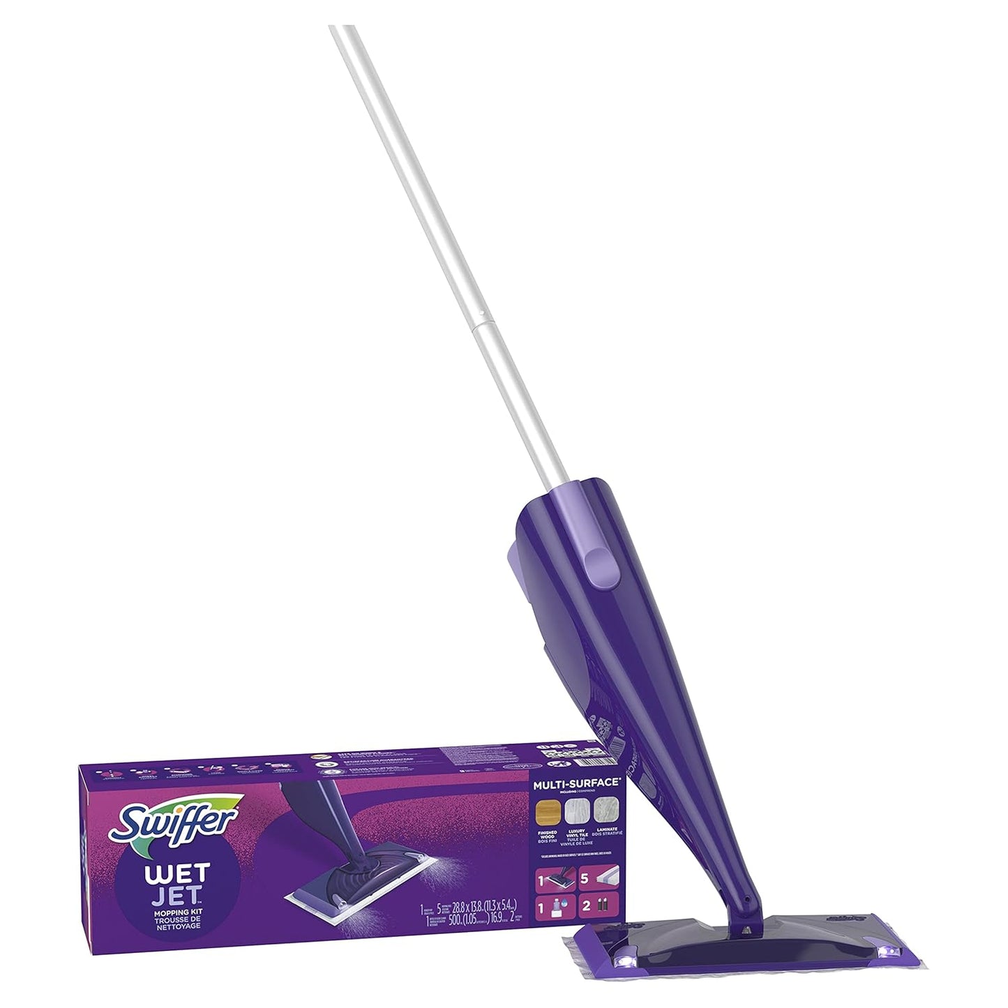Swiffer WetJet Proctor & Gamble Lightweight Mopping Kit for Adult, Silver/Purple (Like New)