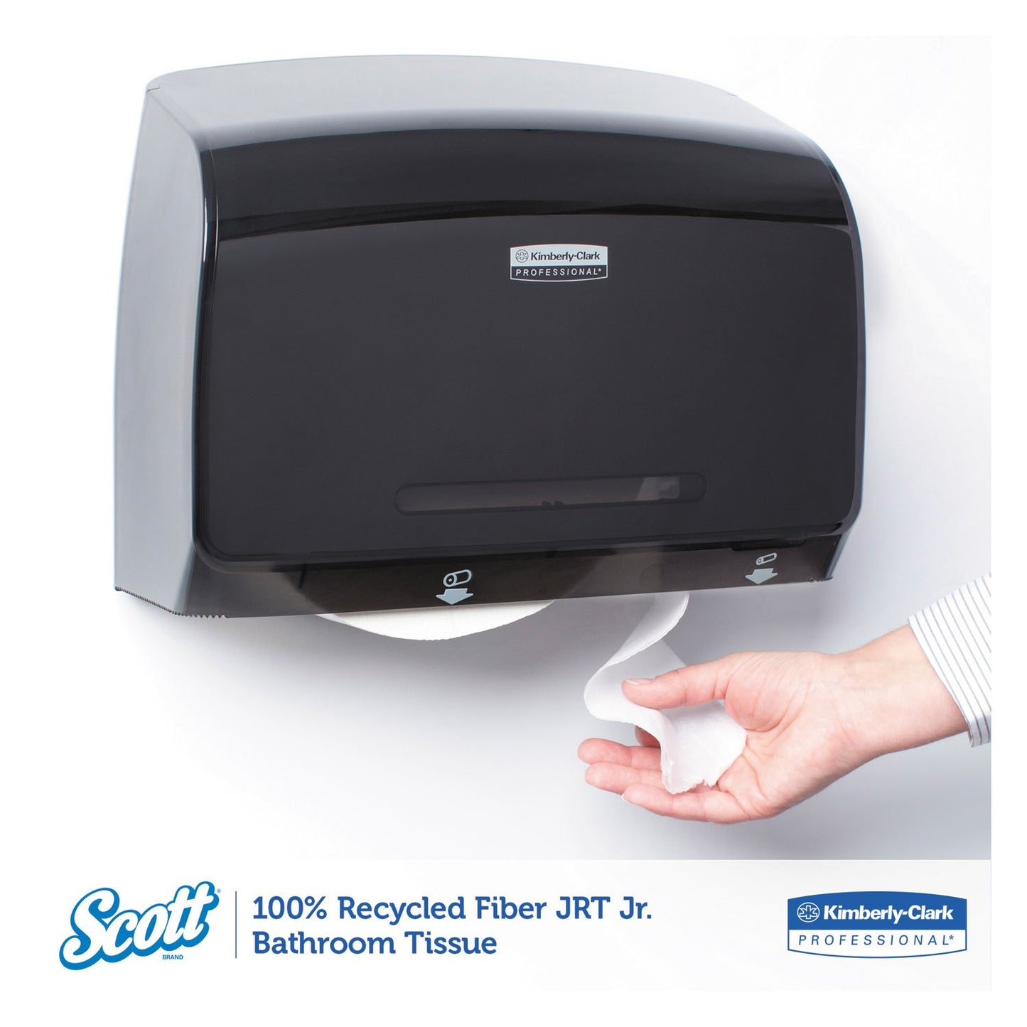 Kimberly-Clark Recycled Fiber JRT Jr Roll Bathroom Paper Tissue, All Skin, White (Like New)