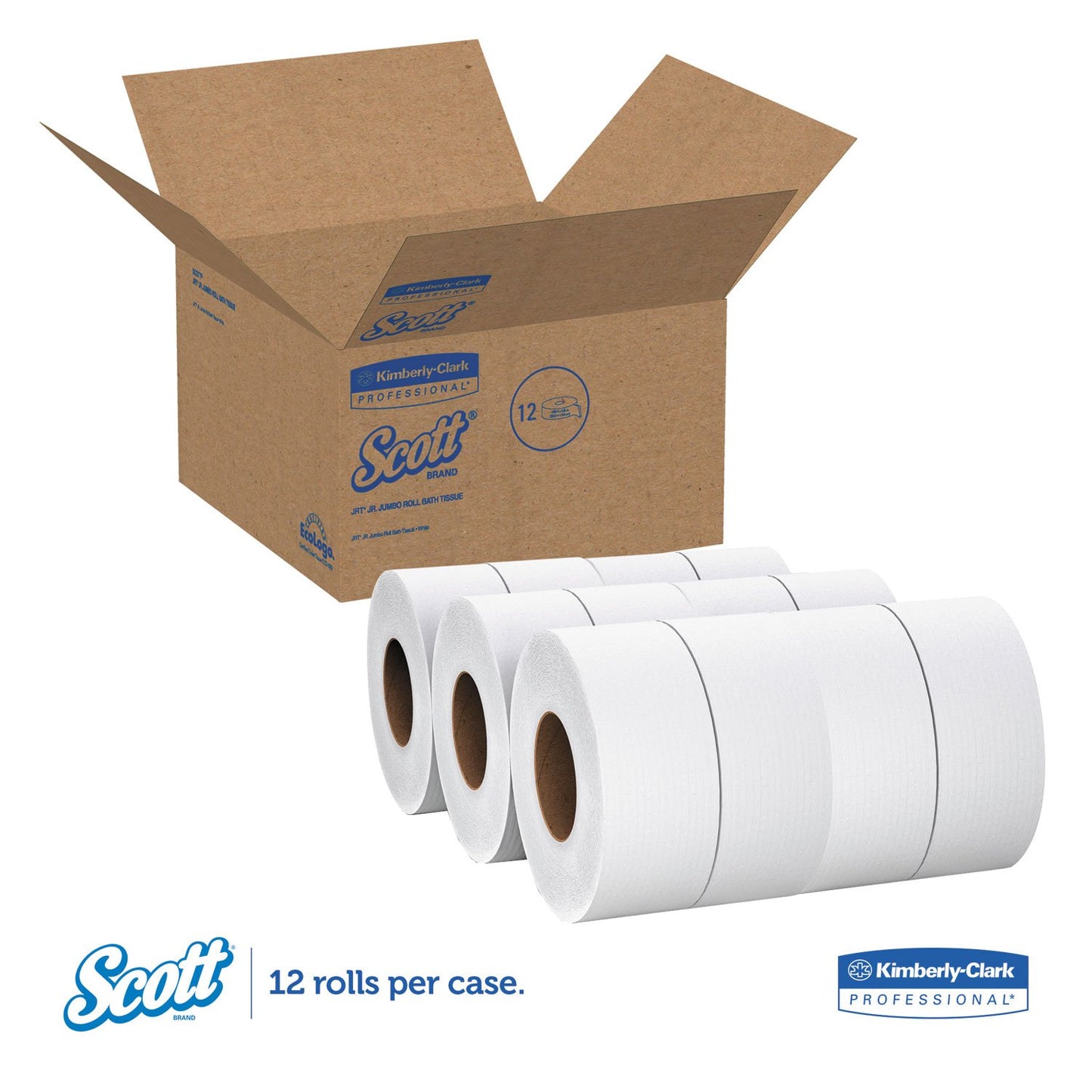 Kimberly-Clark Recycled Fiber JRT Jr Roll Bathroom Paper Tissue, All Skin, White (Like New)