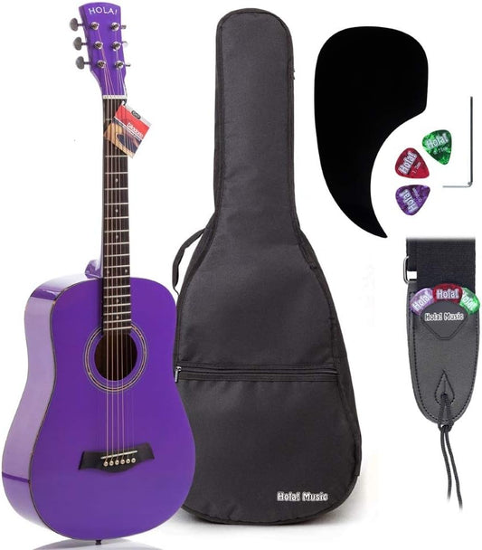 Hola! Music Acoustic Guitar Bundle for Beginners and Kids, 3/4, Right - Purple (Like New)