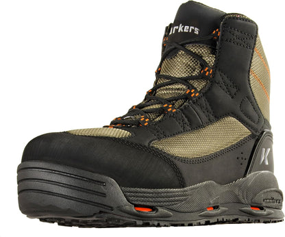 Korkers Fishing Greenback Lace-Up Waterproof Wading Boots for Adult, Rubber Sole (Like New)