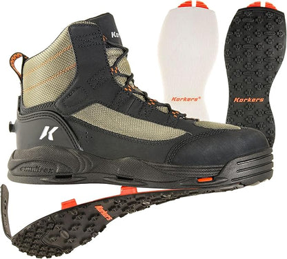 Korkers Greenback Wading Boots for Unisex-Adult, Size 14 - Dried Herb/Black (New)