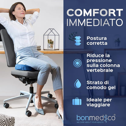 Bonmedico Memory Foam Washable Seat Cushion for Back Support and Sitting Comfort (Like New)