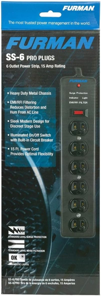 Furman SS-6 AC 6 Outlet Surge Strip Power Block with EMI/RFI Attenuation (Like New)