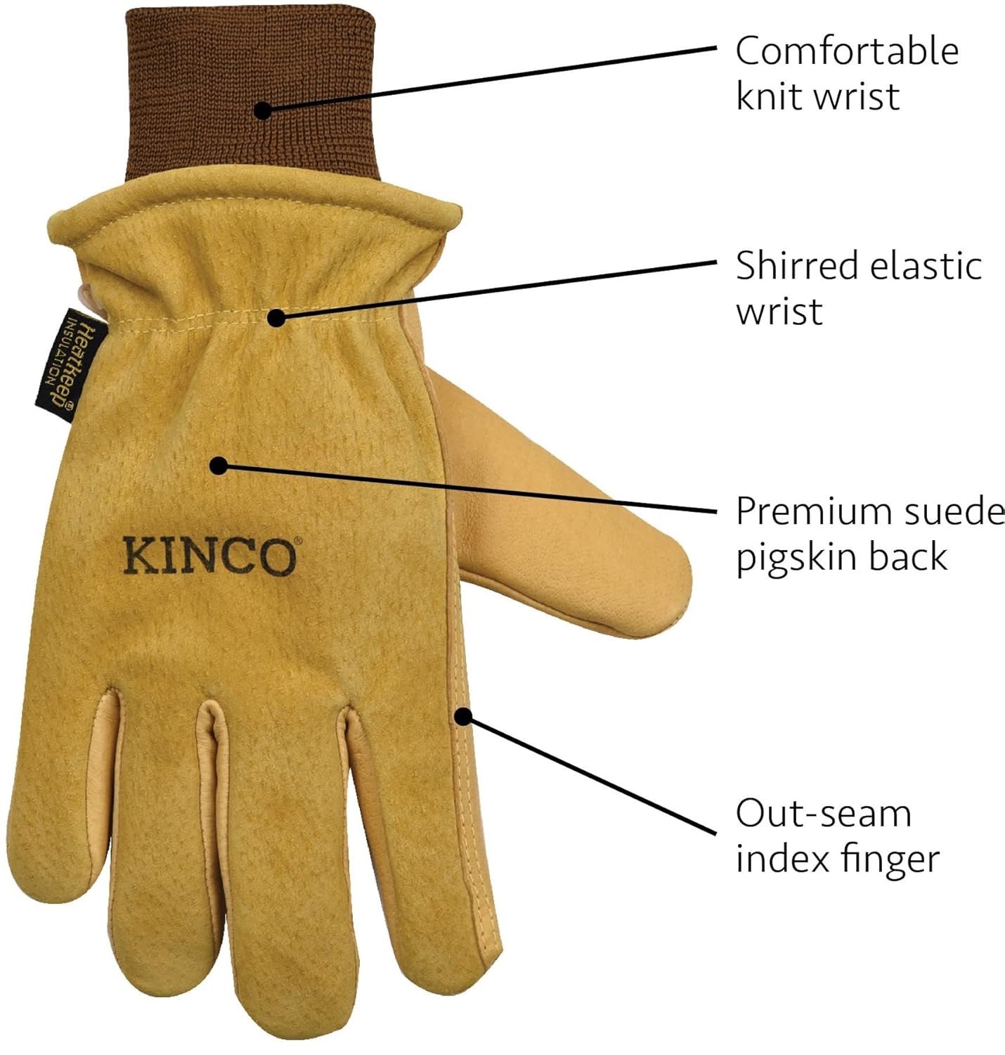 Kinco 94HK Lined Pigskin Leather Water Resistant Work Gloves - Large (Pack of 1) (Used)