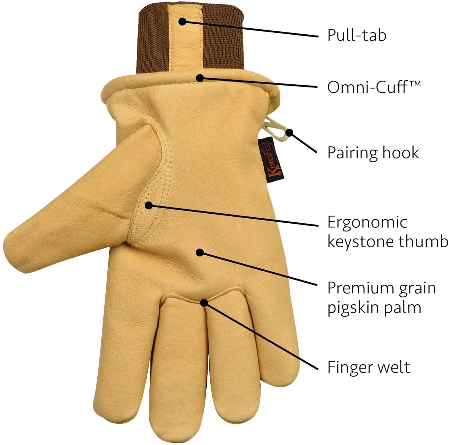 Kinco 94HK Lined Pigskin Leather Water Resistant Work Gloves - Large (Pack of 1) (Used)