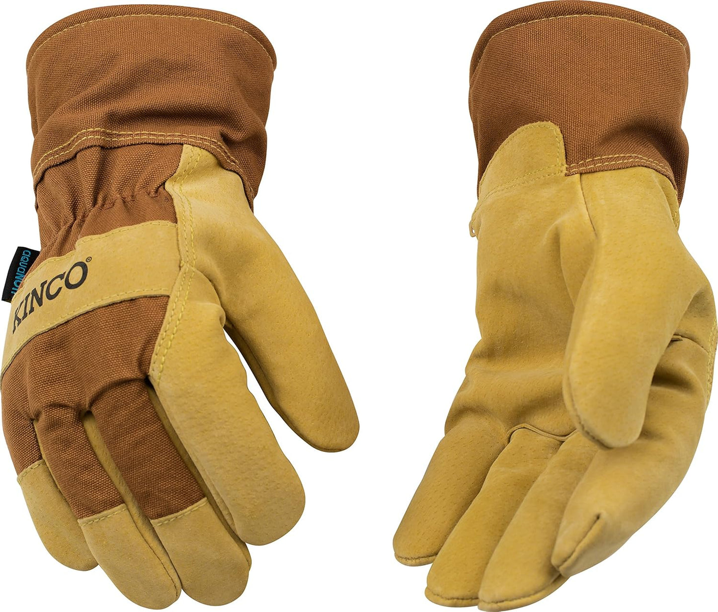 Kinco HydroFlector Waterproof Suede Pigskin Safety Cuff Gloves, Brown, L(1 Pack) (Like New)