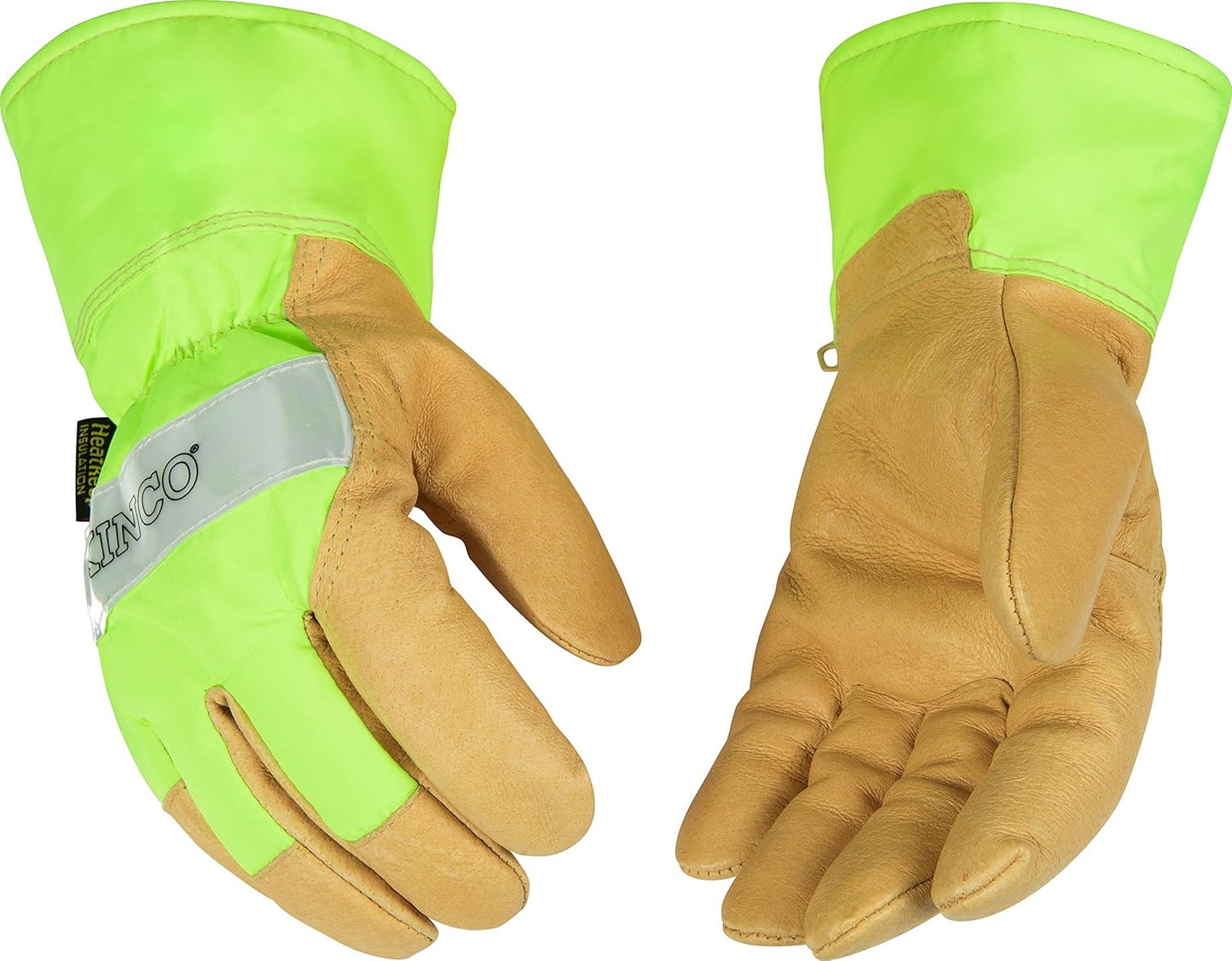 Kinco 1939-S-1 Lined Hi-Vis Waterproof Adult's Nylon Gloves with Safety Cuff (Like New)