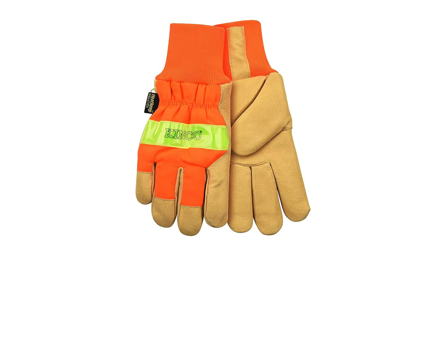 Kinco 1938KW-S-1 Lined Hi-Vis Waterproof Leather Gloves for Adult, Orange, Small (Like New)