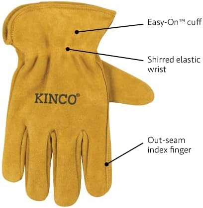 Kinco 50-M Comfortable and Durable Medium Suede Cowhide Leather Work Gloves (Used)