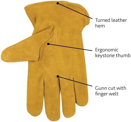 Kinco 50-M Comfortable and Durable Medium Suede Cowhide Leather Work Gloves (Used)