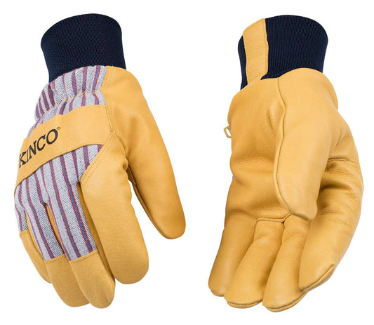 Kinco 1927KW Premium Leather Work and Ski Gloves for Adults, Golden, S (1 Pack) (Like New)