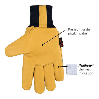 Kinco 1927KW Premium Leather Work and Ski Gloves for Adults, Golden, S (1 Pack) (Like New)