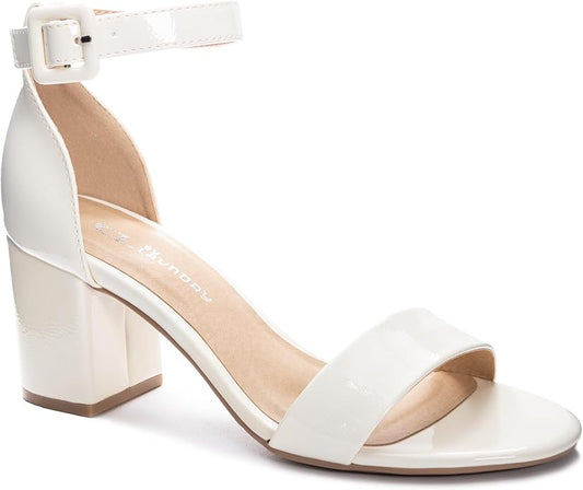 Chinese Laundry Two-Strap Women's Synthetic Leather Heeled Sandal, Man-Made (Used)