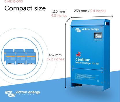 Victron Energy CCH012040000 Centaur 3 Bank Battery Charger, 40 Amp, 12 Volts(DC) (Used)