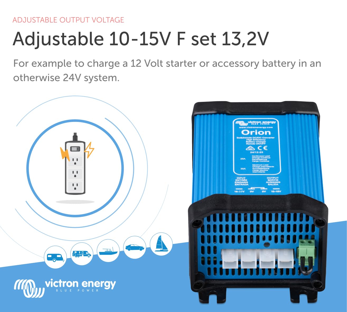 Victron Energy Orion DC-DC Converter Non-Isolated, 24/12-Volt, 25 Amp - Blue (Like New)